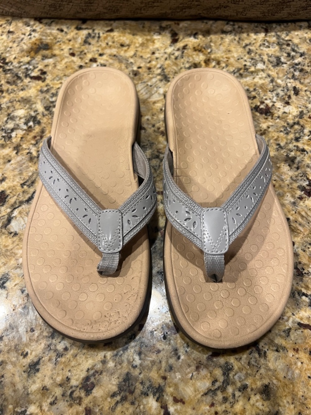 Women's ViTan Footbed Flip Flops with Light Gray Straps